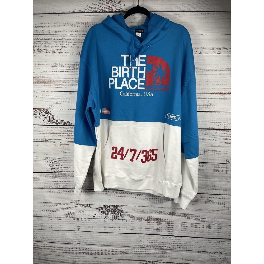 The Birth Place Hoodie Sweatpants Set Mens XL Blue White California USA 24/7 365 - Picture 2 of 11